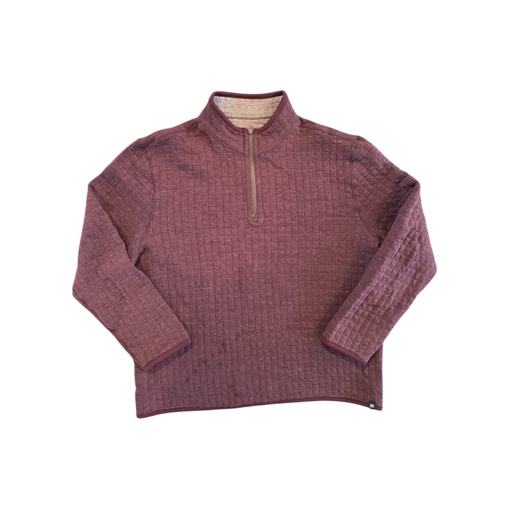 Men’s XL Maroon Quilted Quarter Zip Pullover Sweater Long Sleeve Casual Comfort - Picture 3 of 8